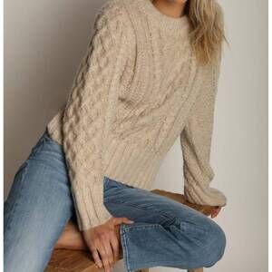 NEW DYLAN serena cable knit pullover in oatmeal